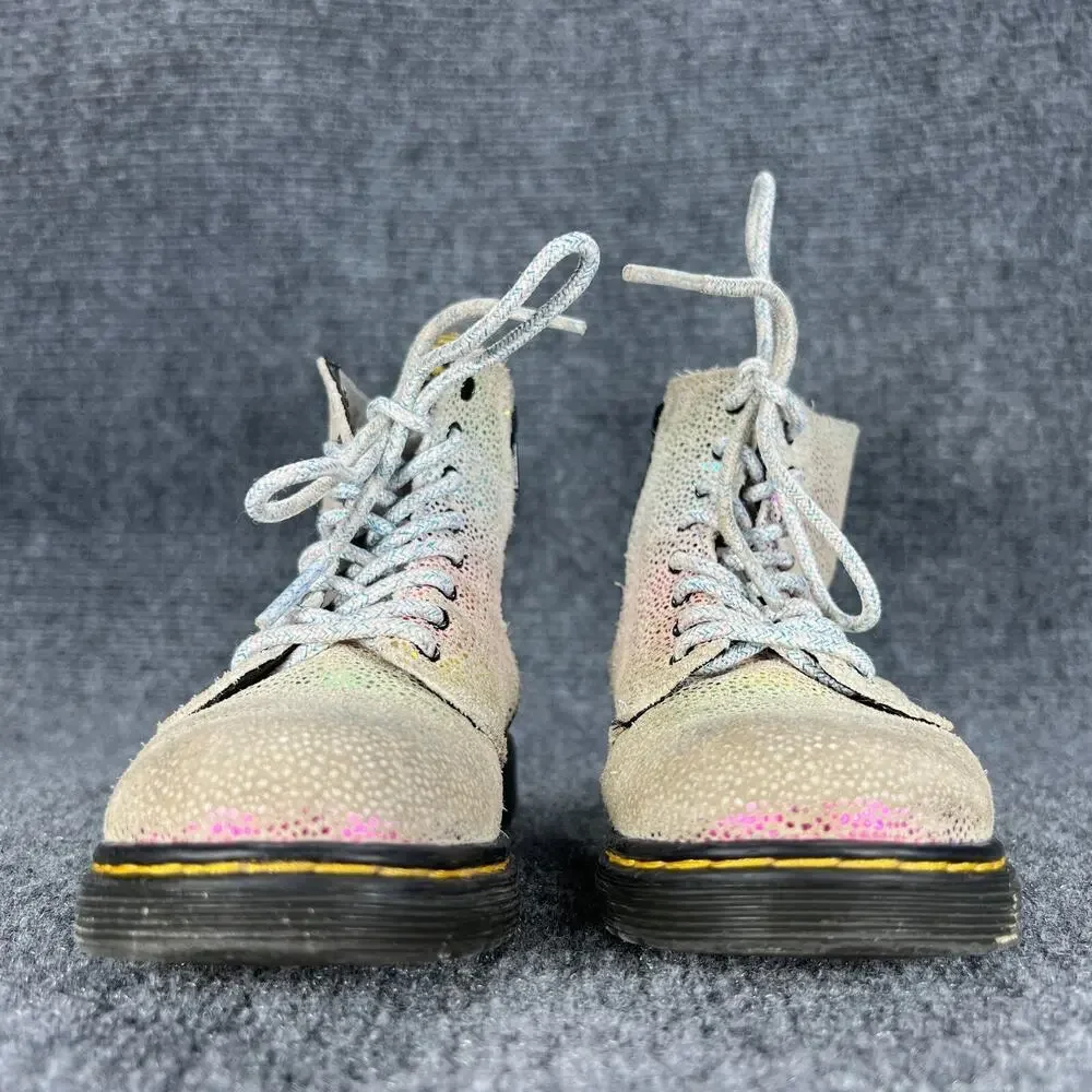Dr. Martens Pascal T Boots Toddler Girls 10 Rainbow Glitter Suede Side Zip